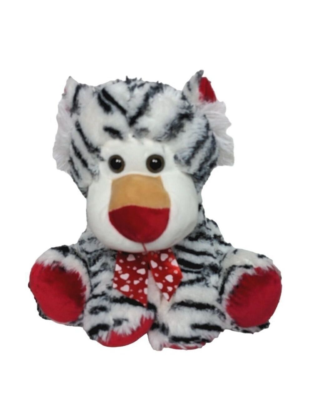 Hug & Luv White Black Striped Tiger Heart Stuffed Animal 13.5 Inch
